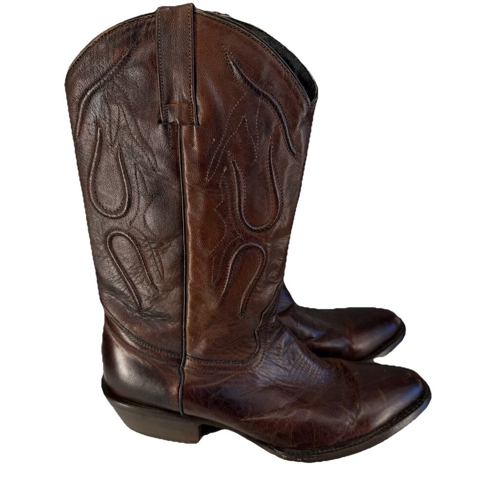Pecos Bill Western Boots Mens 9 Brown Leather Round Toe Distressed